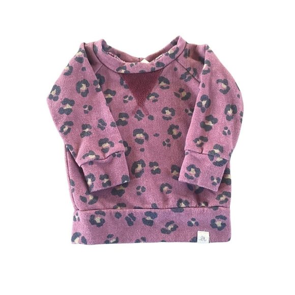 Lulu + Roo Magenta Cheetah Crewneck Size 6-12M - Picture 1 of 4